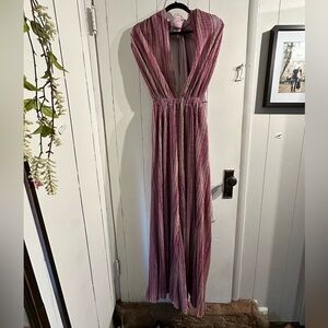 AKIRA Pink and GOLD Striped IRIDESCENT JUMPSUIT ROMPER